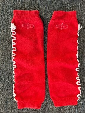 Red Ruffle-Trim Leg Warmers - Unbranded